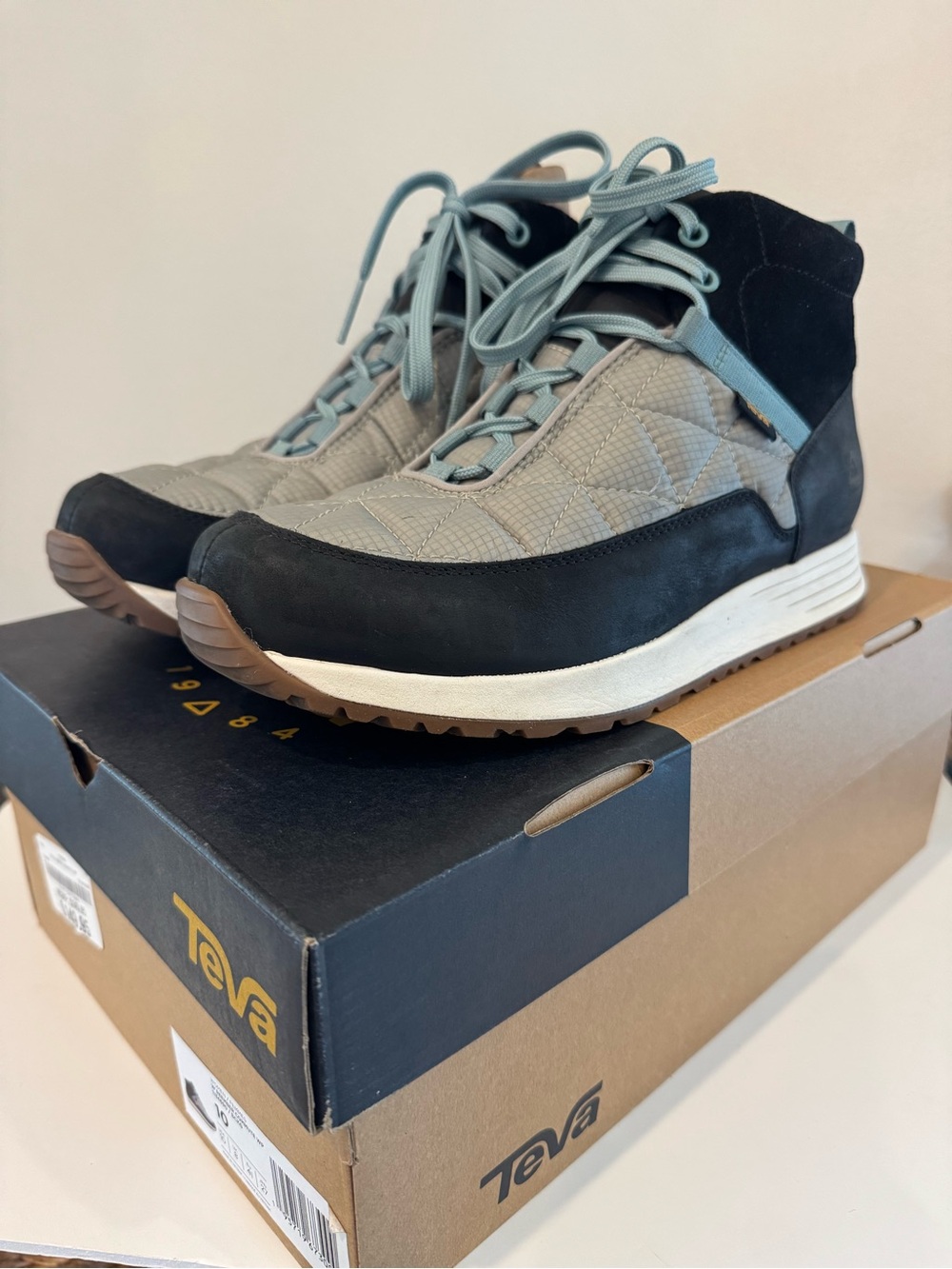 Teva Ember Commute Women's Black, Gray and Light Blue Quilted Mid-Top Boot